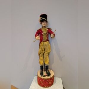 Large Red and Gold Drummer Boy Figurine